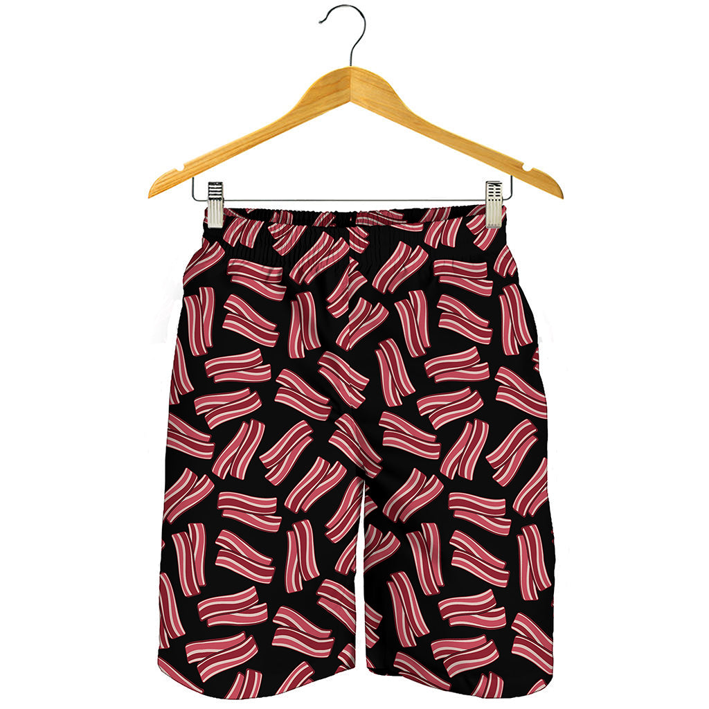 Black Bacon Pattern Print Men's Shorts