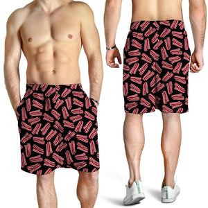 Black Bacon Pattern Print Men's Shorts