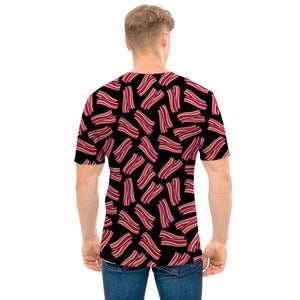 Black Bacon Pattern Print Men's T-Shirt