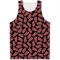 Black Bacon Pattern Print Men's Tank Top