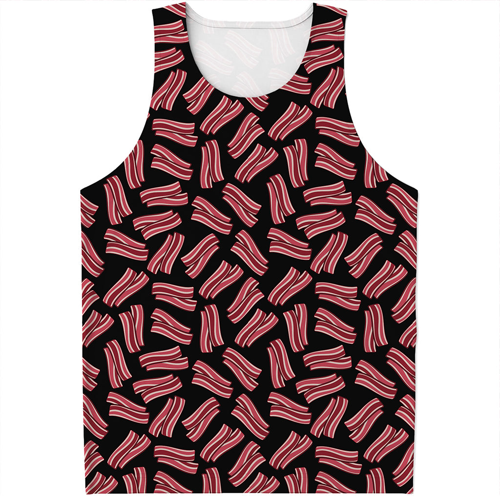 Black Bacon Pattern Print Men's Tank Top