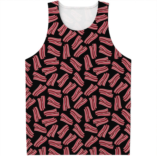 Black Bacon Pattern Print Men's Tank Top