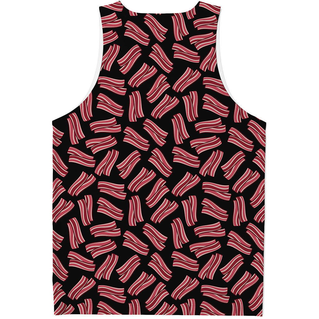 Black Bacon Pattern Print Men's Tank Top