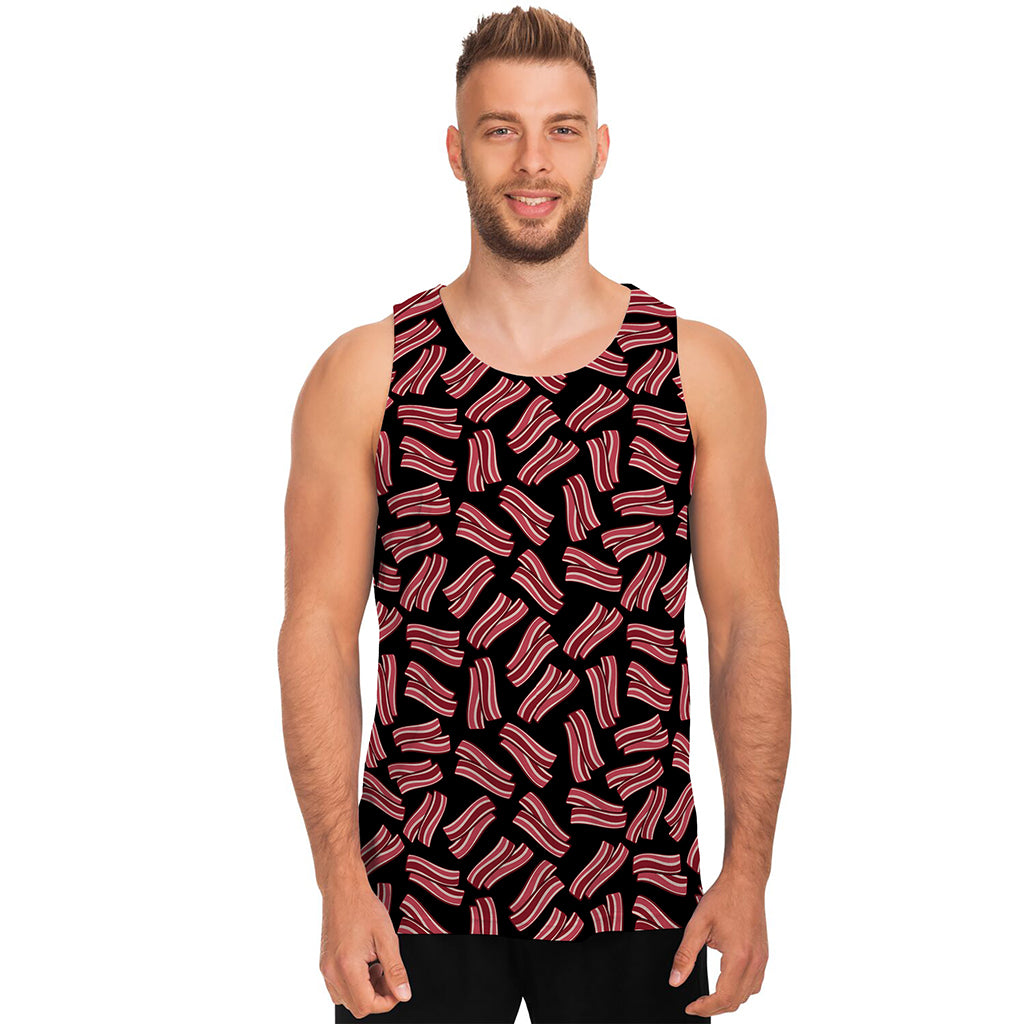 Black Bacon Pattern Print Men's Tank Top