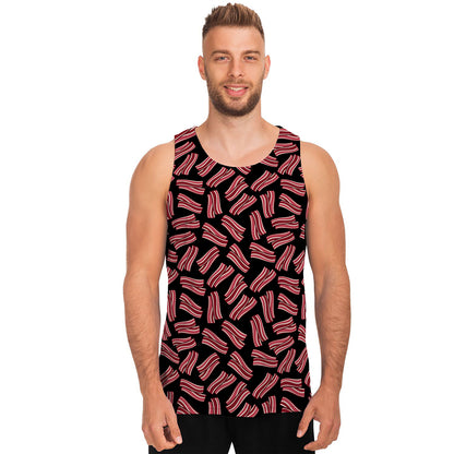 Black Bacon Pattern Print Men's Tank Top