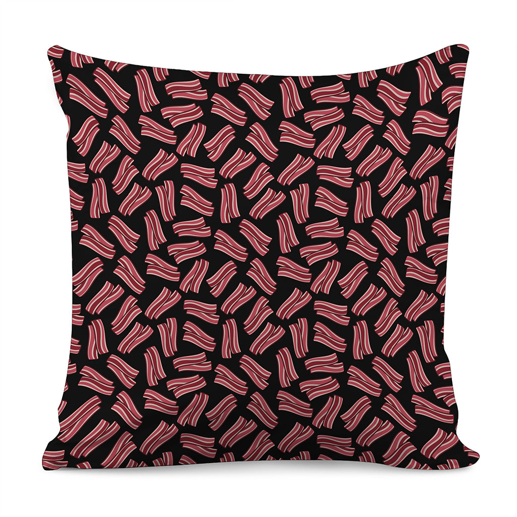 Black Bacon Pattern Print Pillow Cover