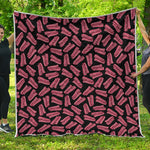 Black Bacon Pattern Print Quilt