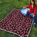Black Bacon Pattern Print Quilt