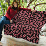 Black Bacon Pattern Print Quilt