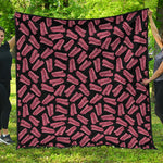 Black Bacon Pattern Print Quilt