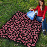 Black Bacon Pattern Print Quilt