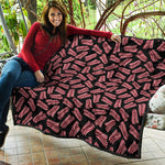 Black Bacon Pattern Print Quilt