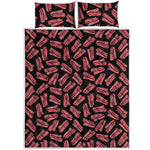 Black Bacon Pattern Print Quilt Bed Set