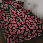 Black Bacon Pattern Print Quilt Bed Set