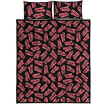 Black Bacon Pattern Print Quilt Bed Set