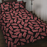 Black Bacon Pattern Print Quilt Bed Set