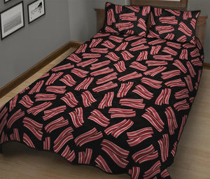 Black Bacon Pattern Print Quilt Bed Set