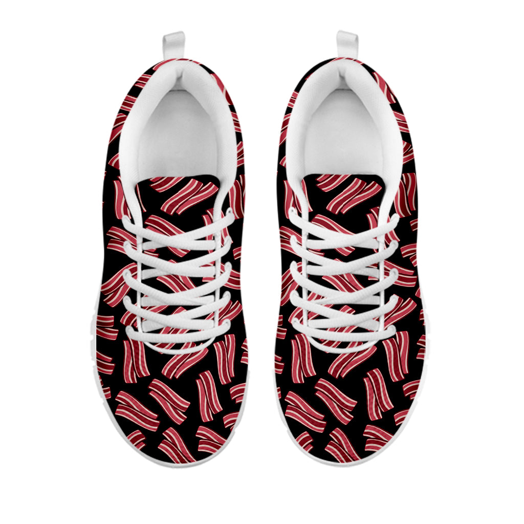 Black Bacon Pattern Print White Sneakers
