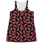 Black Bacon Pattern Print Women's Racerback Tank Top