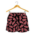 Black Bacon Pattern Print Women's Shorts