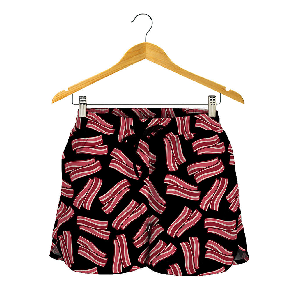 Black Bacon Pattern Print Women's Shorts