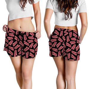 Black Bacon Pattern Print Women's Shorts