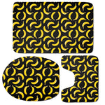 Black Banana Pattern Print 3 Piece Bath Mat Set