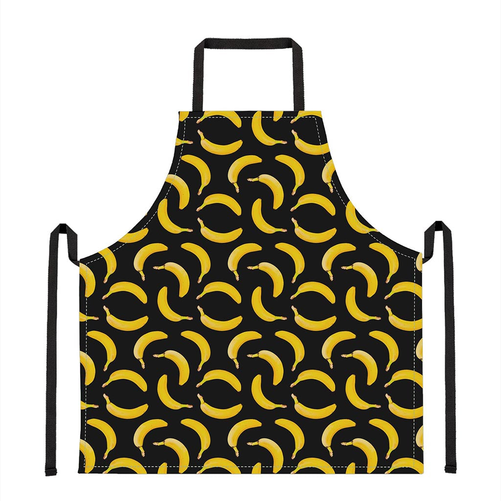 Black Banana Pattern Print Apron