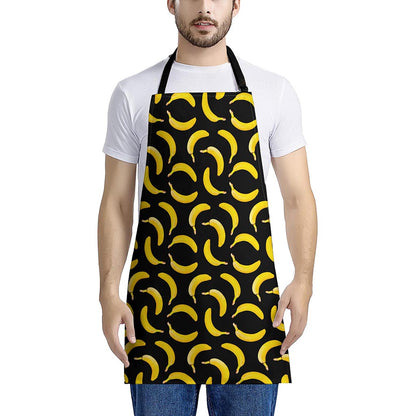 Black Banana Pattern Print Apron