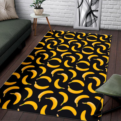 Black Banana Pattern Print Area Rug GearFrost