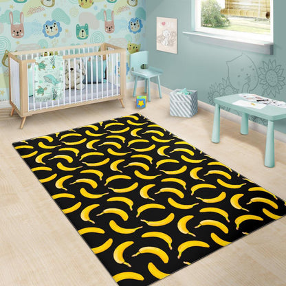 Black Banana Pattern Print Area Rug GearFrost