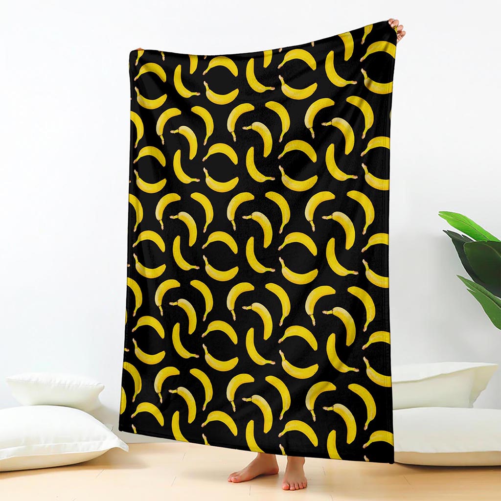 Black Banana Pattern Print Blanket