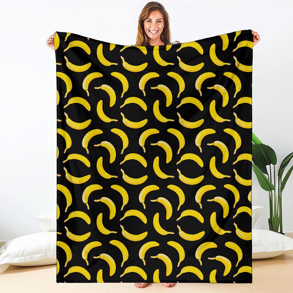 Black Banana Pattern Print Blanket