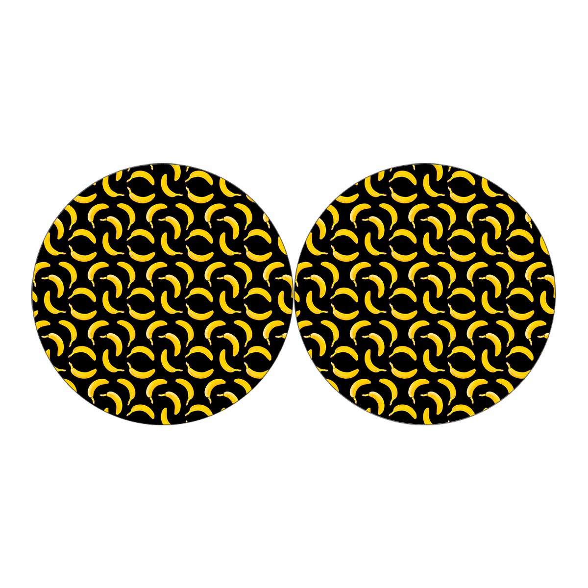 Black Banana Pattern Print Car Coasters