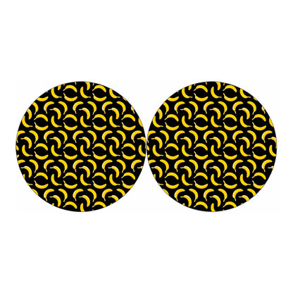 Black Banana Pattern Print Car Coasters