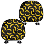 Black Banana Pattern Print Car Headrest Covers