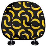 Black Banana Pattern Print Car Headrest Covers