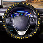 Black Banana Pattern Print Car Steering Wheel Cover