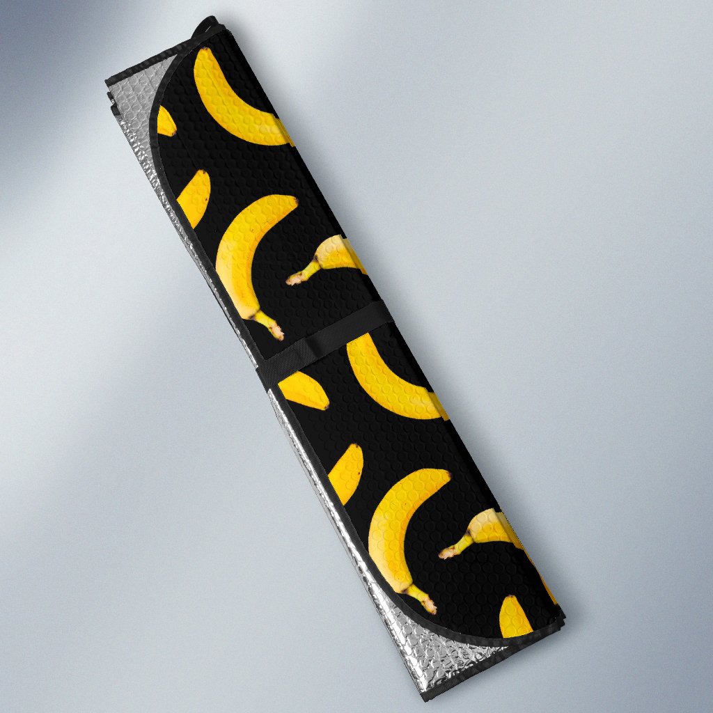 Black Banana Pattern Print Car Sun Shade GearFrost