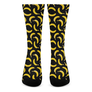 Black Banana Pattern Print Crew Socks