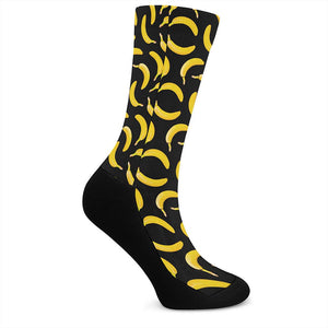 Black Banana Pattern Print Crew Socks