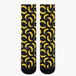 Black Banana Pattern Print Crew Socks