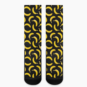 Black Banana Pattern Print Crew Socks