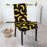 Black Banana Pattern Print Dining Chair Slipcover