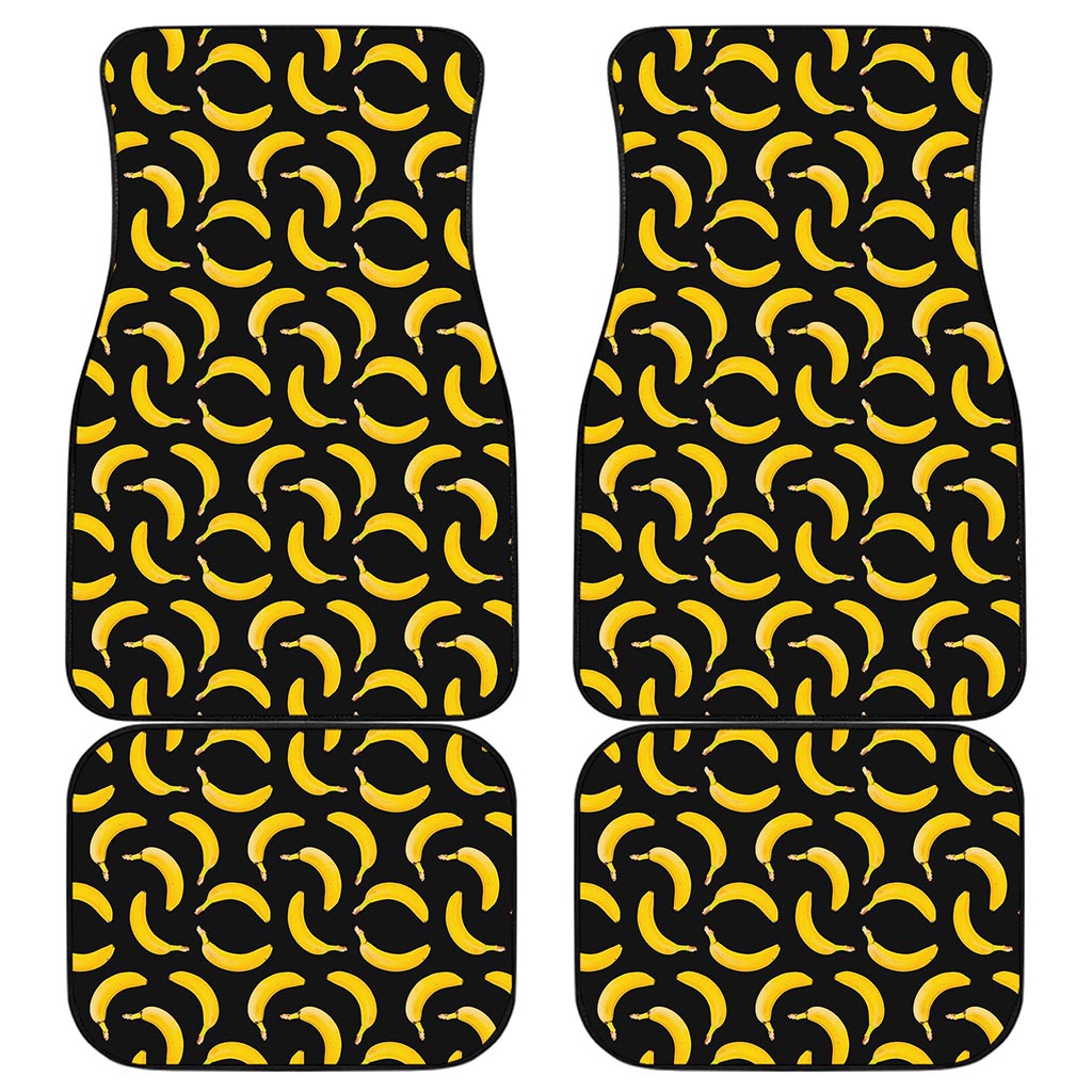 Black Banana Pattern Print Front and Back Car Floor Mats