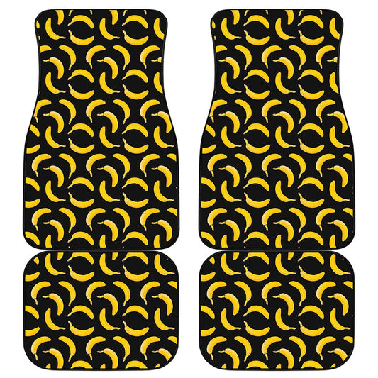Black Banana Pattern Print Front and Back Car Floor Mats
