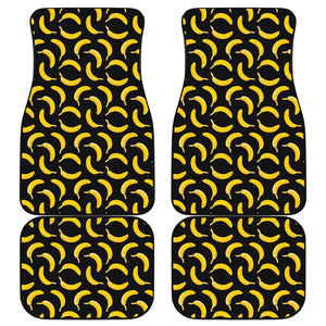 Black Banana Pattern Print Front and Back Car Floor Mats