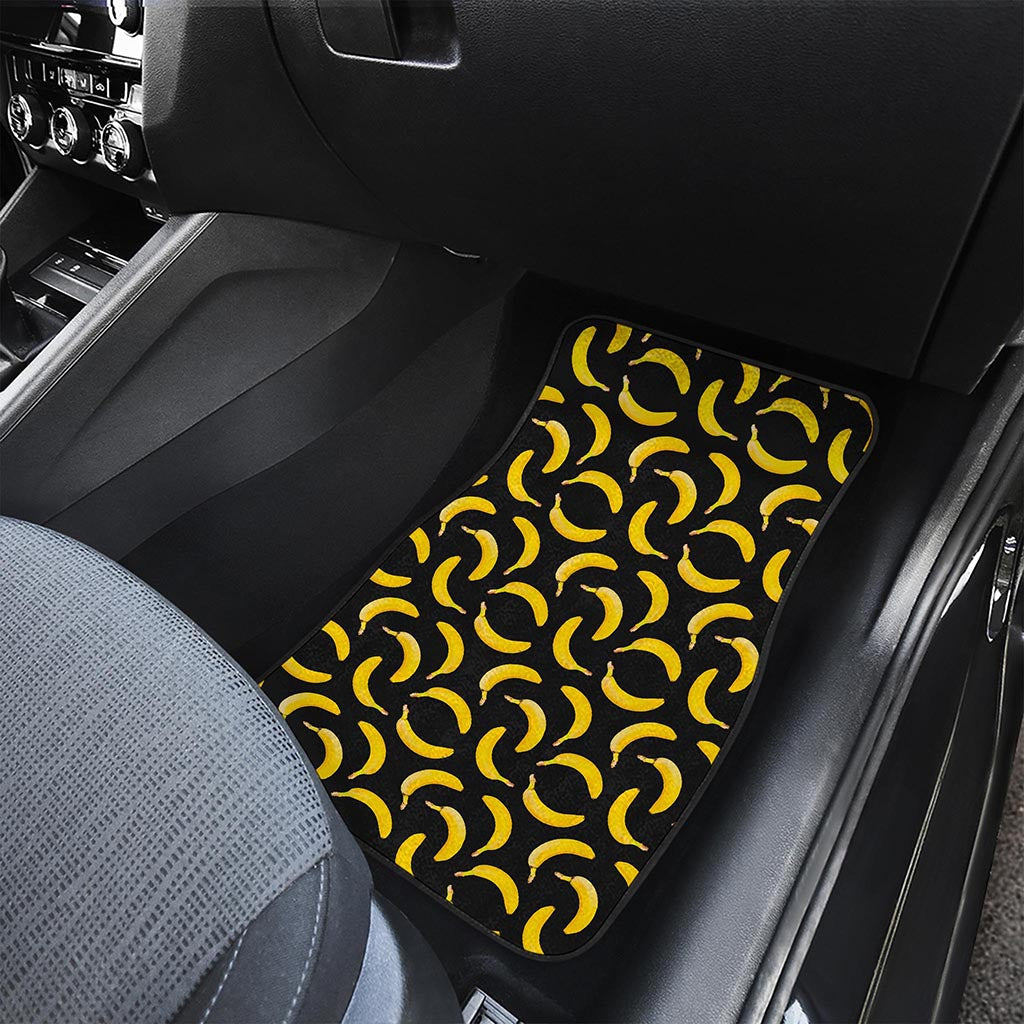 Black Banana Pattern Print Front and Back Car Floor Mats