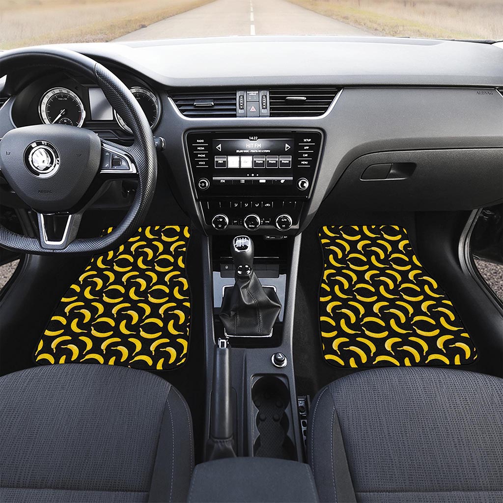 Black Banana Pattern Print Front Car Floor Mats