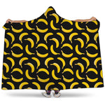 Black Banana Pattern Print Hooded Blanket